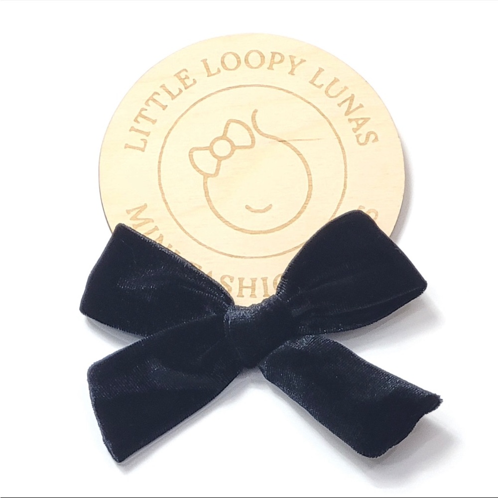Black Velvet Clip in Girls Hair Bow